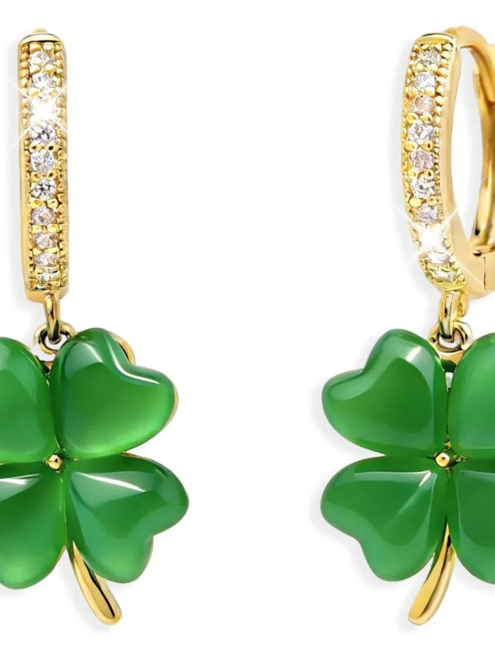 Gold Hoop Dangle Earrings for Women, Trendy Dainty Rhinestone CZ Christmas Tree